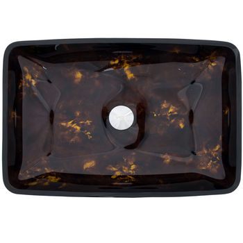 Vigo VIG-VG07044, Rectangular Brown and Gold Fusion Glass Vessel Bathroom Sink, 22-1/4" W x 14-1/2" D x 4-1/2" H