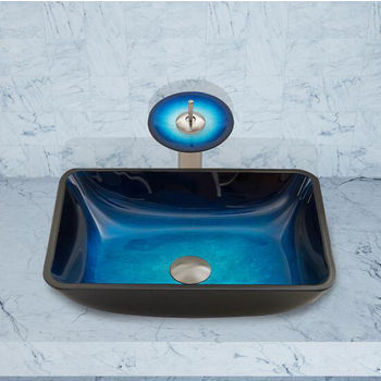 Rectangular Turquoise Water Glass Sink