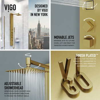 Vigo Kingsley Collection Matte Brushed Gold Features