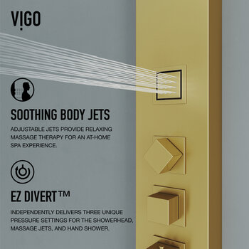 Vigo Kingsley Collection Matte Brushed Gold Body Jets Info