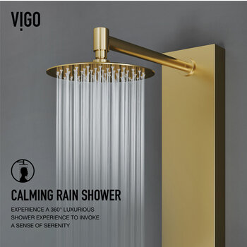 Vigo Shower Massage Panel in Matte Brushed Gold, Rain Shower