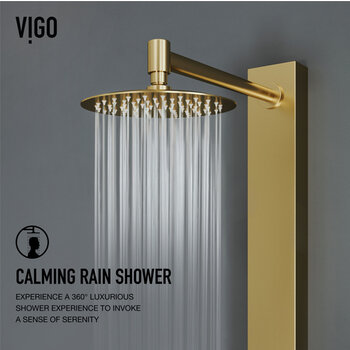 Vigo Shower Massage Panel in Matte Brushed Gold, Rain Shower