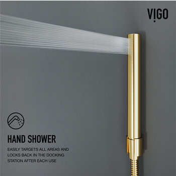 Vigo Shower Massage Panel in Matte Brushed Gold, Hand Shower