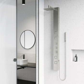 Vigo Sutton Collection Stainless Steel 5'' W, 4-Jet Square Shower Panel
