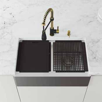 33'' Sink w/ Brant Faucet in Matte Brushed Gold/Matte Black