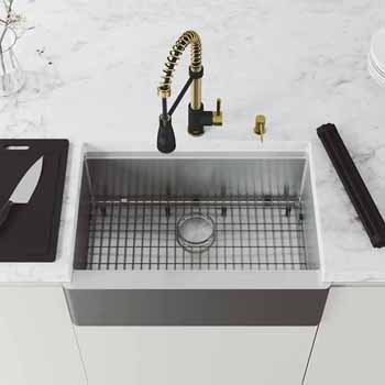 30'' Sink w/ Brant Faucet in Matte Brushed Gold and Matte Black