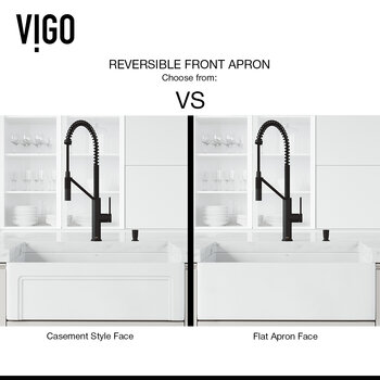 Vigo MatteStone™ Collection 30'' White Livingston Matte Black Faucet Reversible Apron