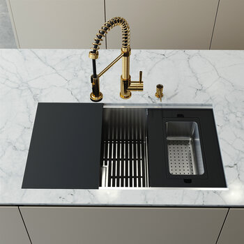 Vigo Hampton Collection 32'' Matte Gold 10-Piece Workstation Sink