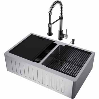 33'' Sink w/ Edison Faucet in Stainless Steel/Matte Black