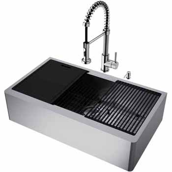 36'' Sink w/ Edison Faucet in Stainless Steel