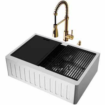 30'' Sink w/ Brant Faucet in Matte Gold