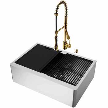 30'' Sink w/ Zurich Faucet in Matte Gold