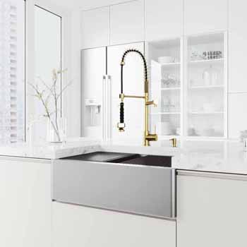 30'' Sink w/ Zurich Faucet in Matte Gold