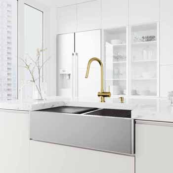 36'' Sink w/ Gramercy Faucet in Matte Brushed Gold