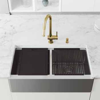 36'' Sink w/ Gramercy Faucet in Matte Brushed Gold