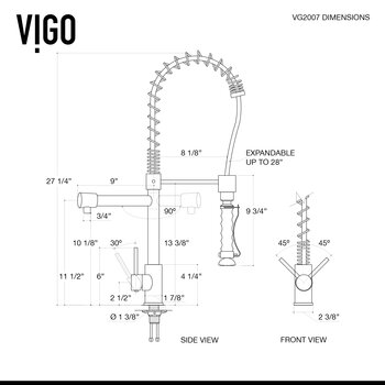 Vigo MatteStone™ Collection 33'' All-In-One White Zurich Stainless Steel Faucet, Grid, Soap Dispenser Product View