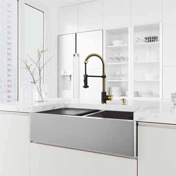 36'' Sink w/ Edison Faucet in Matte Brushed Gold/Matte Black