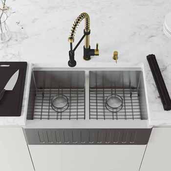 33'' Sink w/ Edison Faucet in Matte Gold/Matte Black