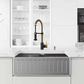 30'' Sink w/ Edison Faucet in Matte Gold/Matte Black