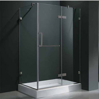 Vigo 32” x 40” Frameless 3/8" Clear/Brushed Nickel Shower Enclosure with Right Base