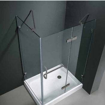 Vigo 32” x 48” Frameless 3/8" Clear/Brushed Nickel Shower Enclosure with Right Base
