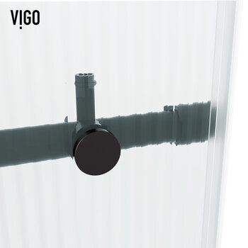 Vigo Elan E-Class 60'' W x 76'' H Frameless Left Sliding Shower Door in Matte Black Hardware with Fluted Glass, Hardware Close Up View