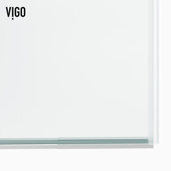 Vigo Houston 60'' W x 66'' H Frameless Sliding Tub Door in Chrome Hardware, Frame Close Up View