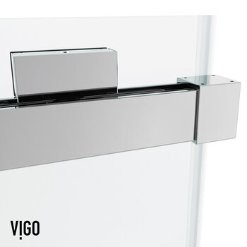 Vigo Houston 60'' W x 66'' H Frameless Sliding Tub Door in Chrome Hardware, Hardware Close Up View