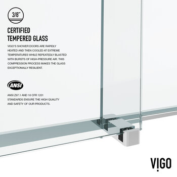 Vigo Houston 60'' W x 76'' H Frameless Sliding Shower Door in Chrome Hardware, Tempered Glass Info