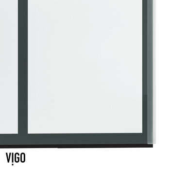 Vigo Houston 60" W x 76" H Frameless Sliding Shower Door with Grid Pattern in Matte Black Hardware, Frame Close Up View
