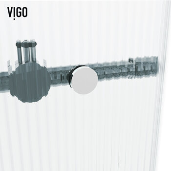 Vigo Elan 60'' W x 74'' H Frameless Left Sliding Shower Door in Chrome Hardware with Fluted Glass, Hardware Close Up View