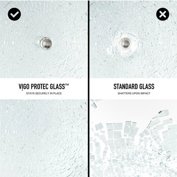 Vigo 60'' x 66'' Frameless Sliding Tub Door with Chrome Hardware, Protecglass Laminated Glass, and Handle , Tempered Glass Info