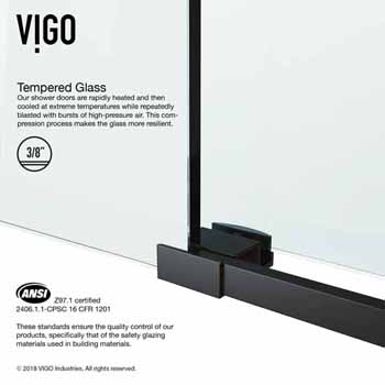 VIGO Shower Door Tempered Glass