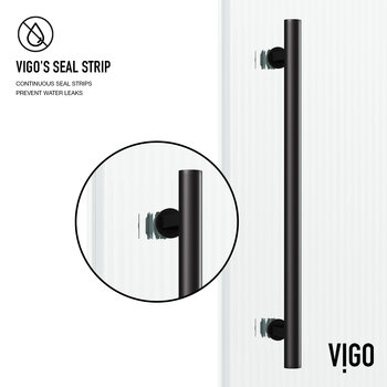 Vigo Elan 60'' W x 66'' H Frameless Left Sliding Tub Door in Matte Black Hardware with Fluted Glass, Grip Handle