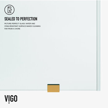 Vigo 60'' x 74'' Frameless Sliding Shower Door with Matte Brushed Gold Hardware, Protecglass Laminated Glass, and Handle, Sealed to Perfection