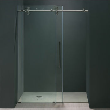 Vigo 52'' Frameless Shower Door 3/8'' Thick Clear Tempered Glass and Stainless Steel Hardware, 27-3/4'' W Door Size x 74'' Door Height