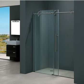 Vigo 68'' Frameless Shower Door 3/8'' Thick Clear Tempered Glass and Stainless Steel Hardware, 35-5/8'' W Door Size x 74'' Door Height
