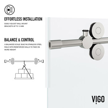 Vigo 60'' x 66'' Frameless Sliding Tub Door with Stainless Steel Hardware, Protecglass Laminated Glass, and Handle , Effortless Installation