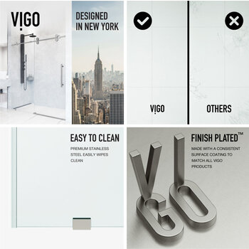 Vigo 60'' x 74'' Frameless Sliding Shower Door with Stainless Steel Hardware, Protecglass Laminated Glass, and Handle, Easy to Clean Info