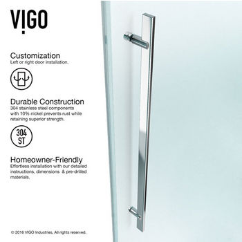 VIGO Luca 60-inch Frameless Shower Door with Clear Glass and Chrome Hardware