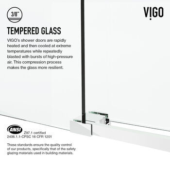 Vigo Elan Cass Collection 48'' x 76'' Clear / Chrome Tempered Glass Info
