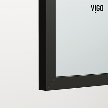 Vigo Arden 34'' W x 78'' H Fixed Arch Frame Shower Screen in Matte Black with Clear Glass, Frame Close Up View