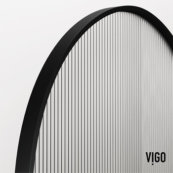 Vigo Arden 34'' W x 78'' H Fixed Arch Frame Shower Screen in Matte Black with Fluted Glass, Frame Close Up View