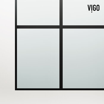 Vigo Arden 34'' W x 78'' H Fixed Arch Frame Shower Screen in Matte Black with Grid Pattern and Clear Glass, Frame Close Up View