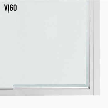 Vigo Fixed Framed Pivot Shower Door with 2'' Thick Clear Glass and Chrome Hardware, Bottom Frame View