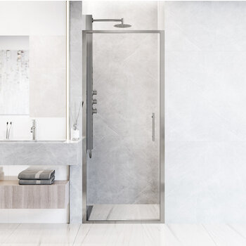 Vigo Astoria Fixed Framed Pivot Shower Door with 2'' Thick Clear Glass and Chrome Hardware