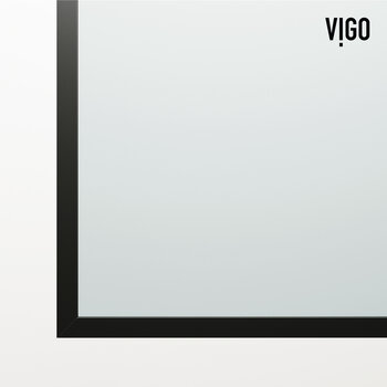 Vigo Divide 34'' W x 62'' H Fixed Frame Tub Screen in Matte Black with Clear Glass, Frame Close Up View