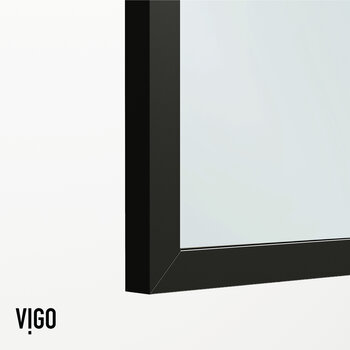 Vigo Mosaic 34'' W x 62'' H Fixed Frame Tub Screen in Matte Black with Grid Pattern and Clear Glass , Frame Close Up View