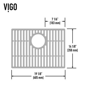 Vigo 19'' Silicone Protective Bottom Grid For Single Basin Sink in Gray, Dimensions