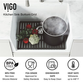 Vigo 19'' Silicone Protective Bottom Grid For Single Basin Sink in Matte Black, BPA Free Info